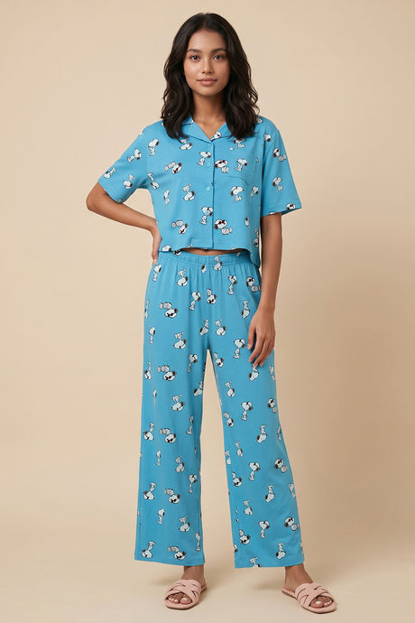 Zivame Peanuts Knit Cotton Loungewear Set - Bachelor Button — image 2